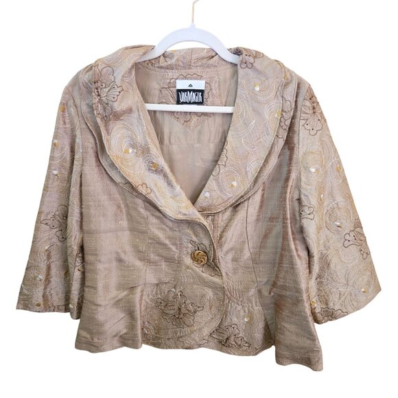Yack Magik Vintage 100% Silk Embroidered Cropped 1 Button Jacket Size M - Picture 1 of 6
